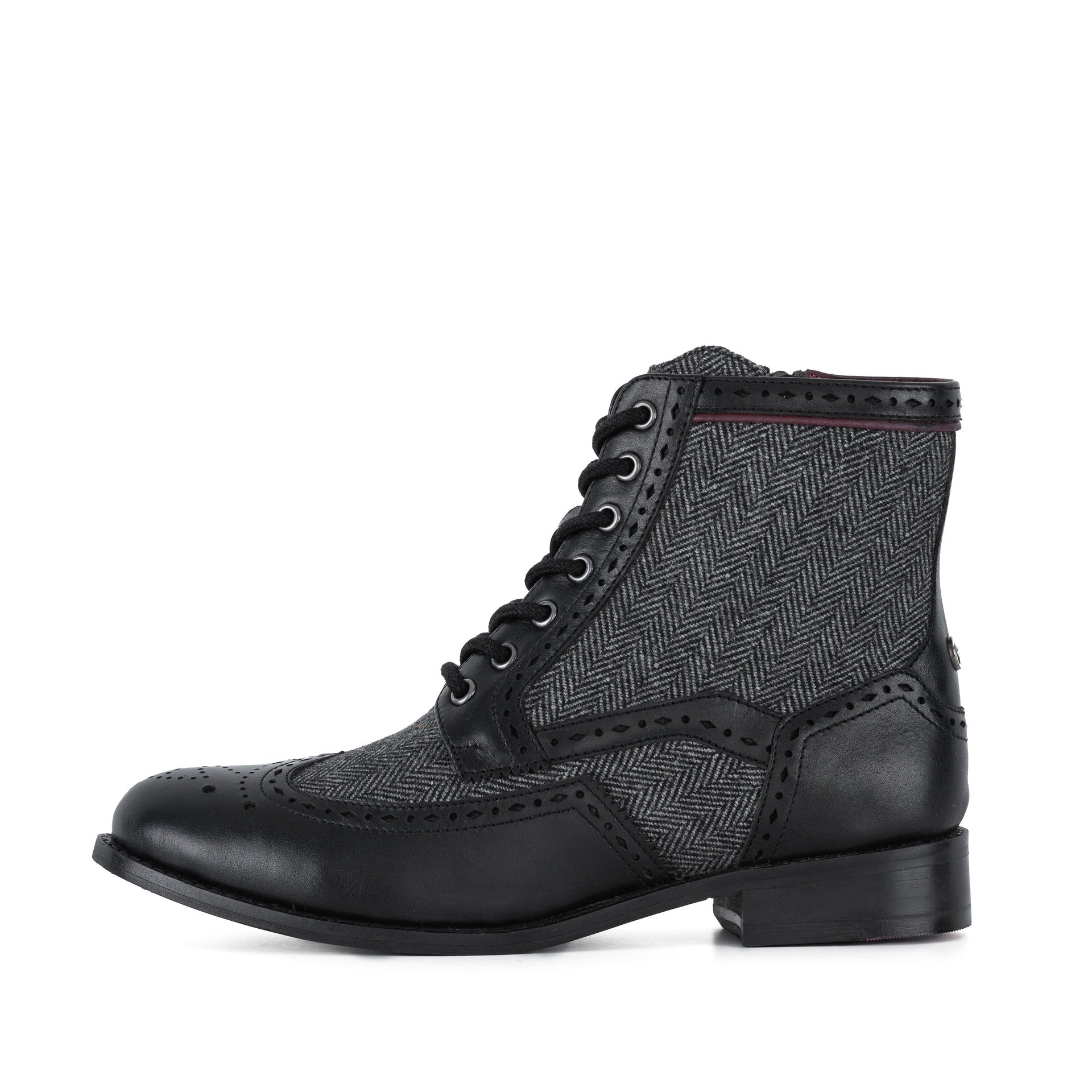 ERICA 2.0 BLACK TWILL BROGUE BOOT – Redfoot Shoes
